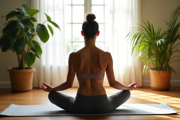 A person meditating calmly in a serene environment, representing mental wellness and nutrition.